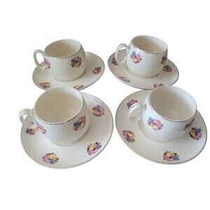 Vintage 30s Country Gentleman by Cavitt Shaw WS George Tea Cup Saucer Set of‎ 4